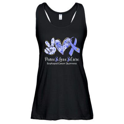 Peace Love Cure Periwinkle Ribbon Esophageal Cancer Ladies Essential Flowy Tank