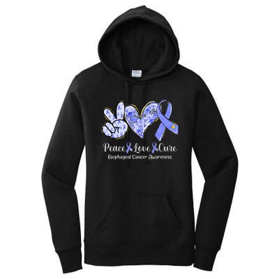 Peace Love Cure Periwinkle Ribbon Esophageal Cancer Women's Pullover Hoodie