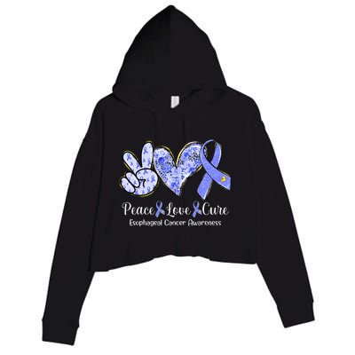 Peace Love Cure Periwinkle Ribbon Esophageal Cancer Crop Fleece Hoodie