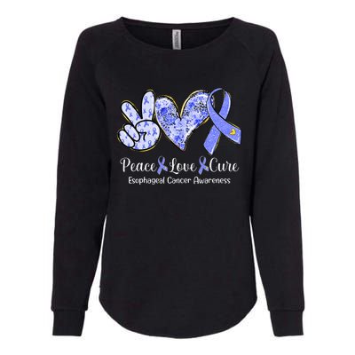 Peace Love Cure Periwinkle Ribbon Esophageal Cancer Womens California Wash Sweatshirt