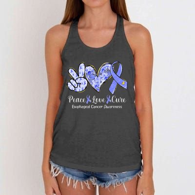 Peace Love Cure Periwinkle Ribbon Esophageal Cancer Women's Knotted Racerback Tank