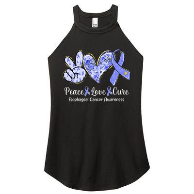 Peace Love Cure Periwinkle Ribbon Esophageal Cancer Women's Perfect Tri Rocker Tank