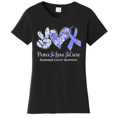 Peace Love Cure Periwinkle Ribbon Esophageal Cancer Women's T-Shirt