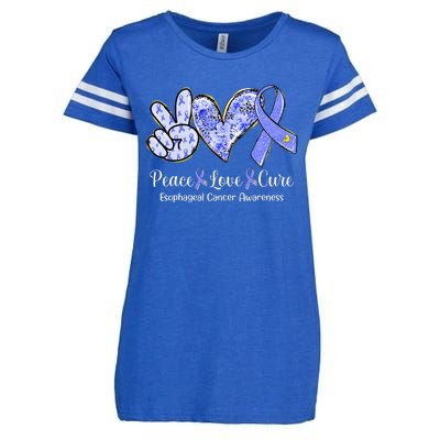 Peace Love Cure Periwinkle Ribbon Esophageal Cancer Enza Ladies Jersey Football T-Shirt