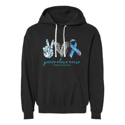 Peace Love Cure Diabetes Awareness Garment-Dyed Fleece Hoodie