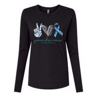 Peace Love Cure Diabetes Awareness Womens Cotton Relaxed Long Sleeve T-Shirt