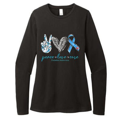 Peace Love Cure Diabetes Awareness Womens CVC Long Sleeve Shirt