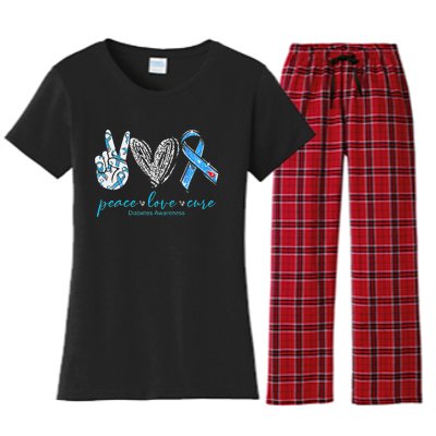 Peace Love Cure Diabetes Awareness Women's Flannel Pajama Set