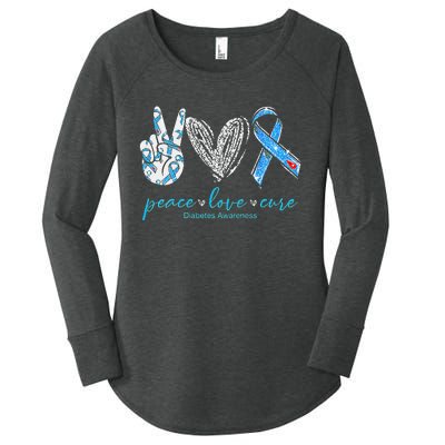 Peace Love Cure Diabetes Awareness Women's Perfect Tri Tunic Long Sleeve Shirt