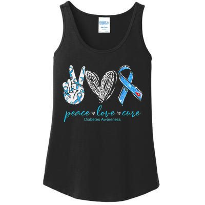 Peace Love Cure Diabetes Awareness Ladies Essential Tank