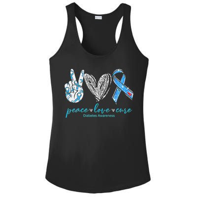 Peace Love Cure Diabetes Awareness Ladies PosiCharge Competitor Racerback Tank