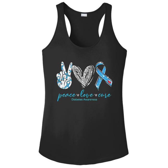 Peace Love Cure Diabetes Awareness Ladies PosiCharge Competitor Racerback Tank