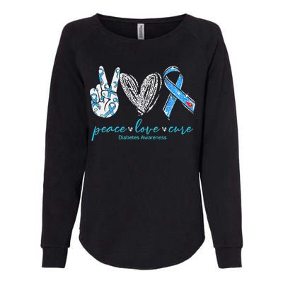 Peace Love Cure Diabetes Awareness Womens California Wash Sweatshirt