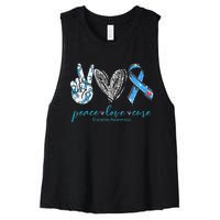 Peace Love Cure Diabetes Awareness Women's Racerback Cropped Tank