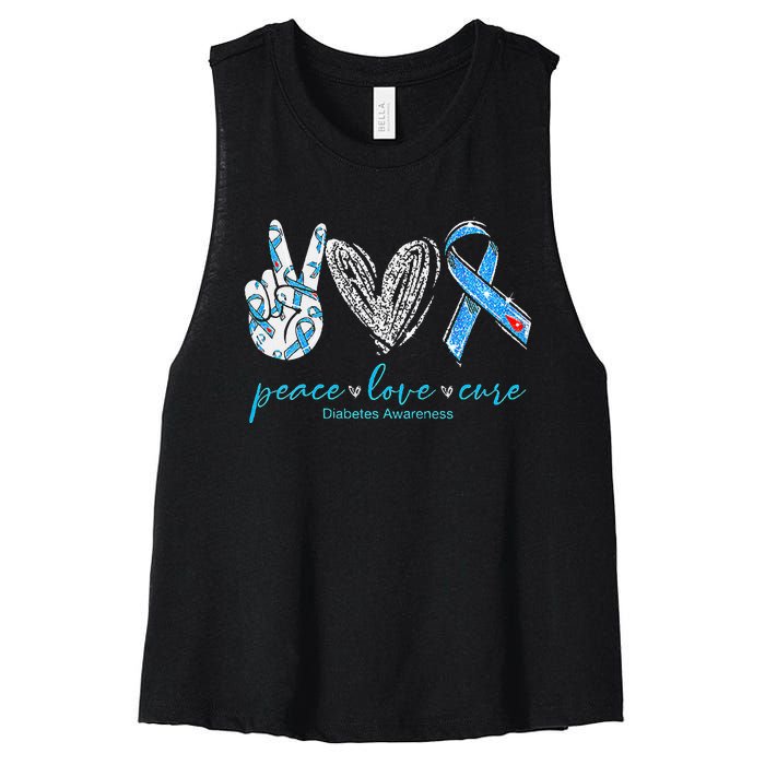 Peace Love Cure Diabetes Awareness Women's Racerback Cropped Tank