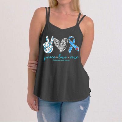 Peace Love Cure Diabetes Awareness Women's Strappy Tank