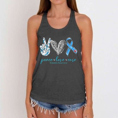 Peace Love Cure Diabetes Awareness Women's Knotted Racerback Tank