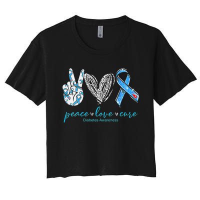 Peace Love Cure Diabetes Awareness Women's Crop Top Tee