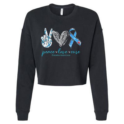 Peace Love Cure Diabetes Awareness Cropped Pullover Crew