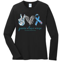 Peace Love Cure Diabetes Awareness Ladies Long Sleeve Shirt