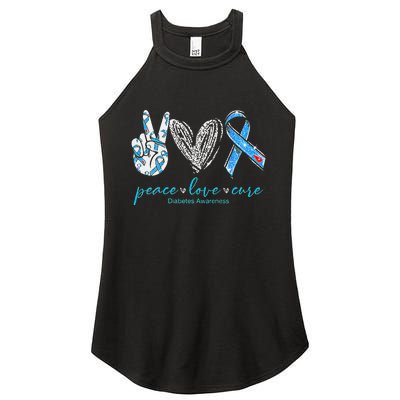 Peace Love Cure Diabetes Awareness Women's Perfect Tri Rocker Tank