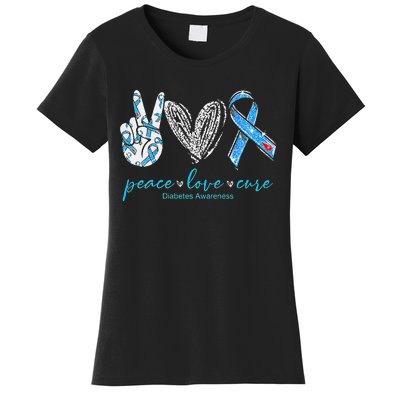 Peace Love Cure Diabetes Awareness Women's T-Shirt