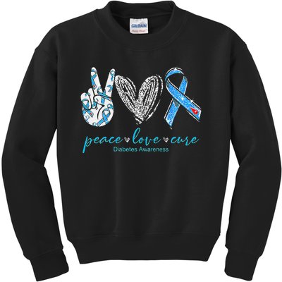 Peace Love Cure Diabetes Awareness Kids Sweatshirt