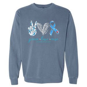 Peace Love Cure Diabetes Awareness Garment-Dyed Sweatshirt