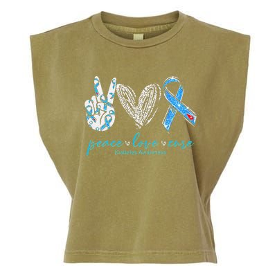 Peace Love Cure Diabetes Awareness Garment-Dyed Women's Muscle Tee