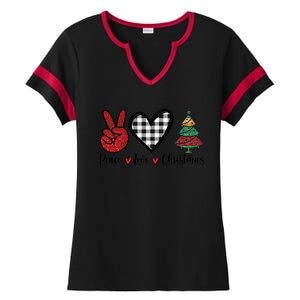 Peace Love Christmas Ladies Halftime Notch Neck Tee