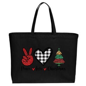 Peace Love Christmas Cotton Canvas Jumbo Tote