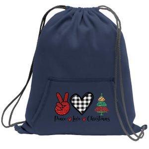 Peace Love Christmas Sweatshirt Cinch Pack Bag