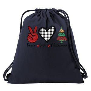 Peace Love Christmas Drawstring Bag