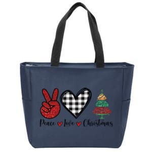 Peace Love Christmas Zip Tote Bag