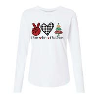 Peace Love Christmas Womens Cotton Relaxed Long Sleeve T-Shirt