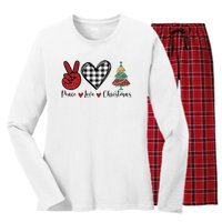 Peace Love Christmas Women's Long Sleeve Flannel Pajama Set 