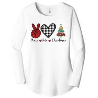 Peace Love Christmas Women's Perfect Tri Tunic Long Sleeve Shirt