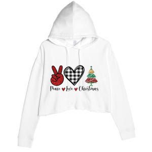 Peace Love Christmas Crop Fleece Hoodie