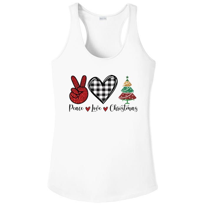 Peace Love Christmas Ladies PosiCharge Competitor Racerback Tank