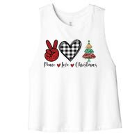 Peace Love Christmas Women's Racerback Cropped Tank