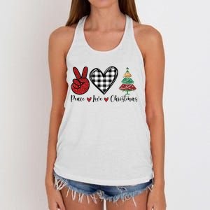 Peace Love Christmas Women's Knotted Racerback Tank