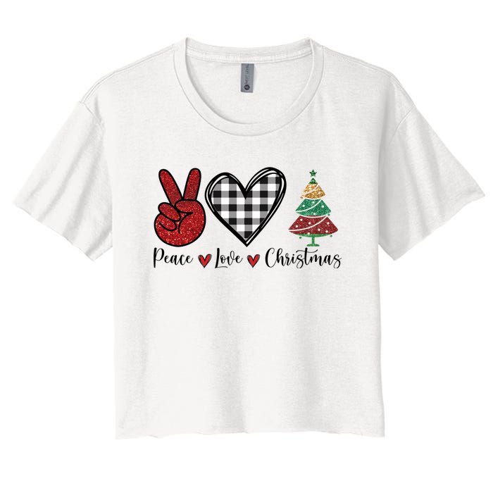 Peace Love Christmas Women's Crop Top Tee