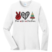 Peace Love Christmas Ladies Long Sleeve Shirt