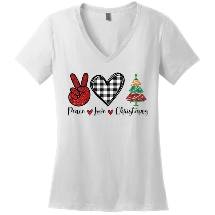 Peace Love Christmas Women's V-Neck T-Shirt