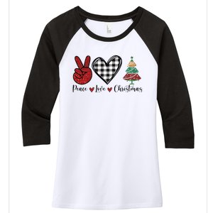 Peace Love Christmas Women's Tri-Blend 3/4-Sleeve Raglan Shirt