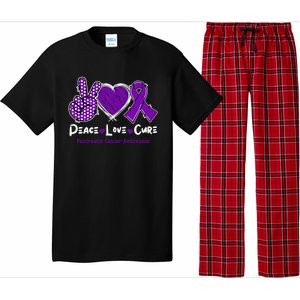 Peace Love Cure Pancreatic Cancer Awareness Purple Ribbon Cute Gift Pajama Set