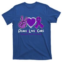 Peace Love Cure Pancreatic Cancer Awareness Purple Ribbon Cute Gift T-Shirt