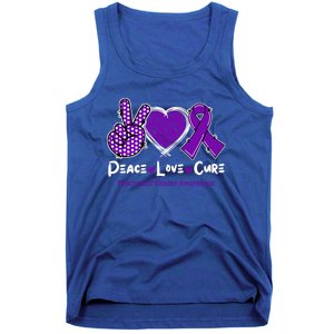 Peace Love Cure Pancreatic Cancer Awareness Purple Ribbon Cute Gift Tank Top