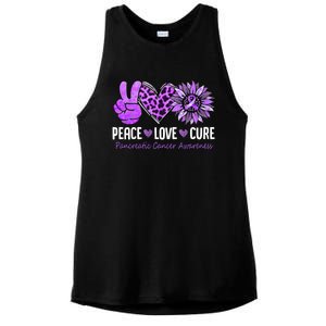 Peace Love Cure Pancreatic Cancer Awareness Purple Sunflower Cute Gift Ladies PosiCharge Tri-Blend Wicking Tank