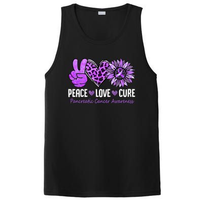 Peace Love Cure Pancreatic Cancer Awareness Purple Sunflower Cute Gift PosiCharge Competitor Tank